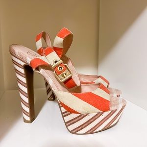 Striped Platform Heels